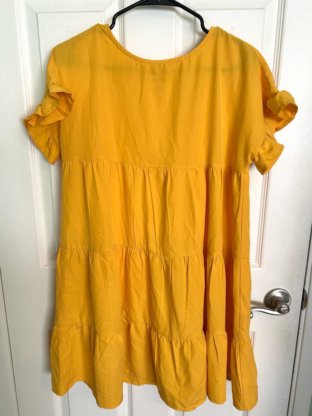 Yellow Tiered Ruffle Sleeve Dress